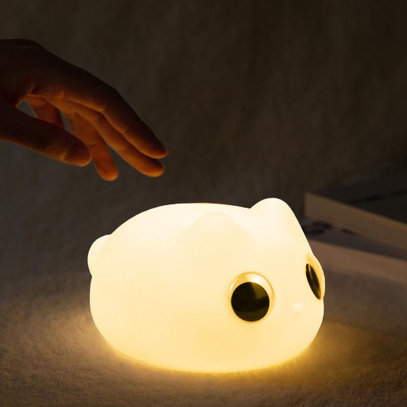 Cat Lamp Cute Silicone Lamp Rechargeable Animal Night Light 800mAh Bedside Lamp Room Decor Nightlight Tap Control For Bedroom
