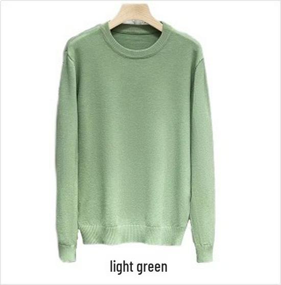 Men's Round Neck Solid Color Casual Knit Sweater - Trendy and Handsome Pullover for Autumn Winter