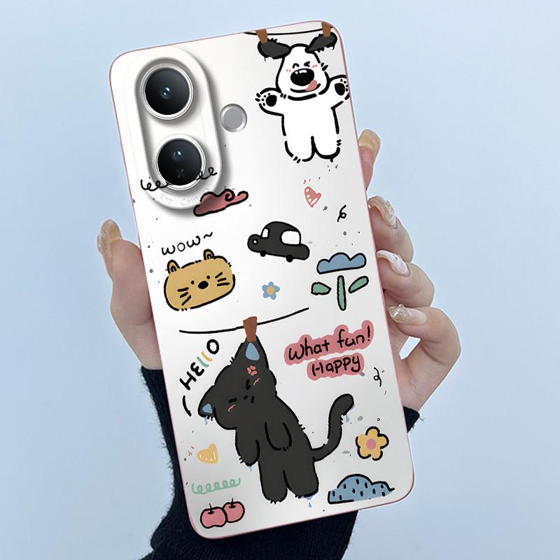 Case For Vivo V60 Lite Cute Panda Sweet Girls Cats Liquid Silicone Soft Back Cover For VivoV60Lite 5G Bumper Protective Casing