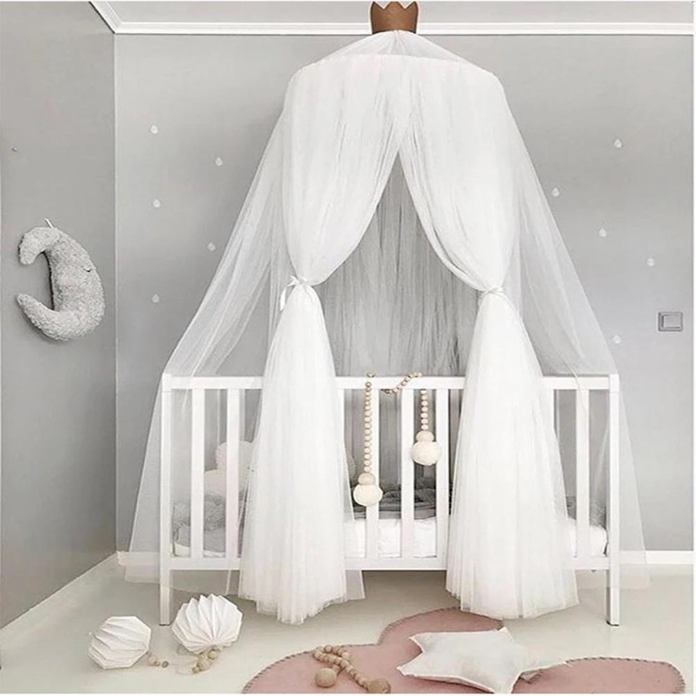 Round Dome Mosquito Net Bed Canopy Curtains for Baby Bedroom Decoration, Elegant Play Tent Netting for Kids Child Bedding