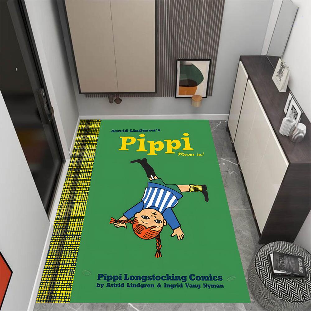 Tappeti Antiscivolo a Tema Avventure di Pippi Calzelunghe - Arredamento per la Casa in Poliestere, Adatti per Camere da Letto, Soggiorni, Ingressi, Studi e Decorazioni