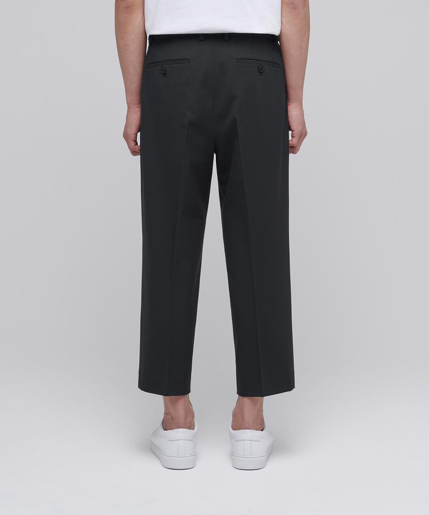 MUSINSA STANDARD Loose Tapered Hidden Banding Crop Slacks [Dark Gray]