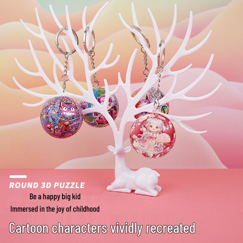 

3D Puzzle Keychain: Earth, Football, & Basketball Pendant Toy