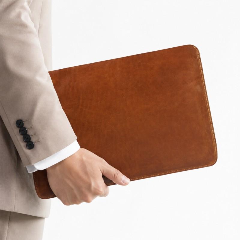 Genuine Crazy Horse Leather Laptop Sleeve 13.3 14.2 Inch MacBook Dell HP Ultrabook Tablet Protective Case Neutral Style