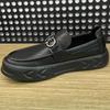 British Men's 2025 Doudou Shoes Black Men's Fashion Trend Short Foot Cover Style Casual Leather Shoes One Pedal