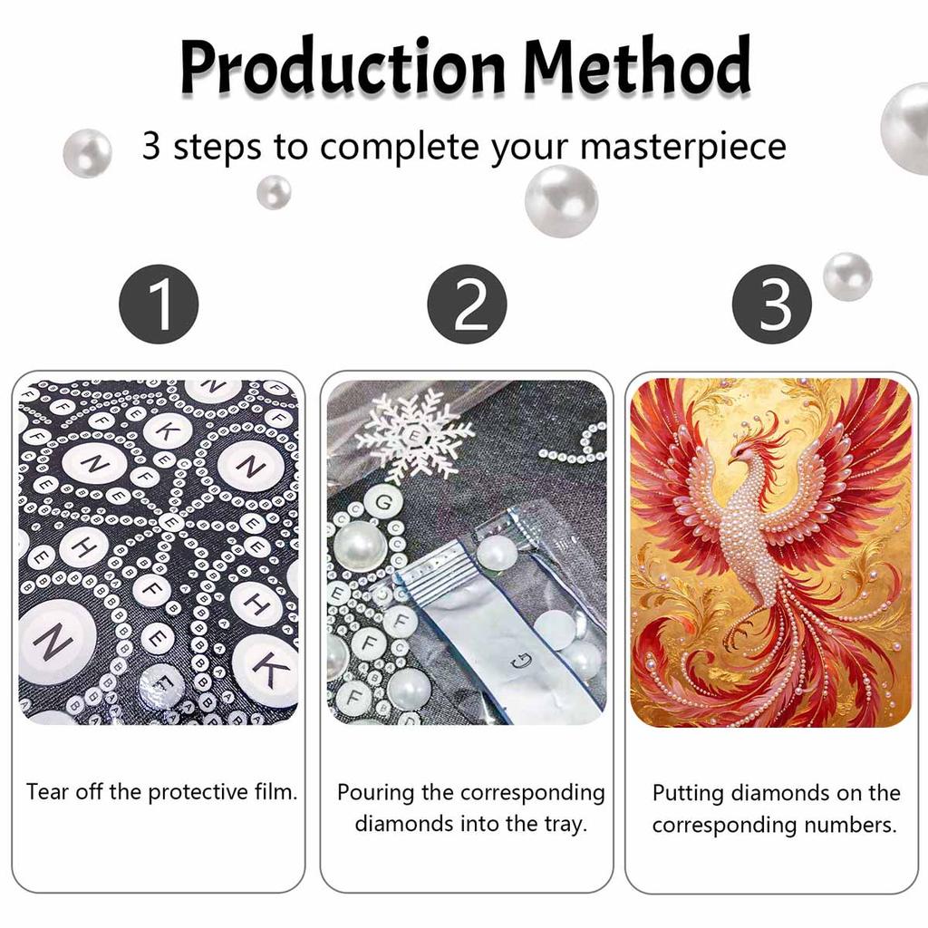 Phoenix Pearl Painting DIY Handmade Pearl Painting Art Luxurious Gift Home Decor