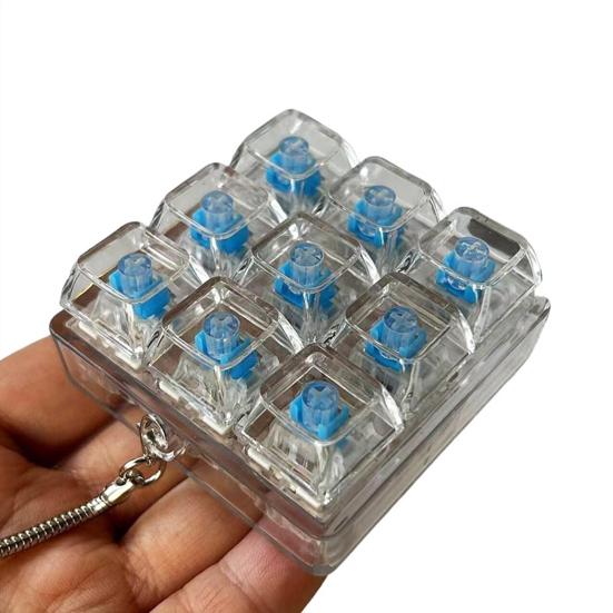 Механічна Клавіатура Брелок-Підвіска Іграшка для Зняття Стресу з Тактильним Клацаючим Звуком Прозорі Світлодіодні Кнопки Портативний Брелок