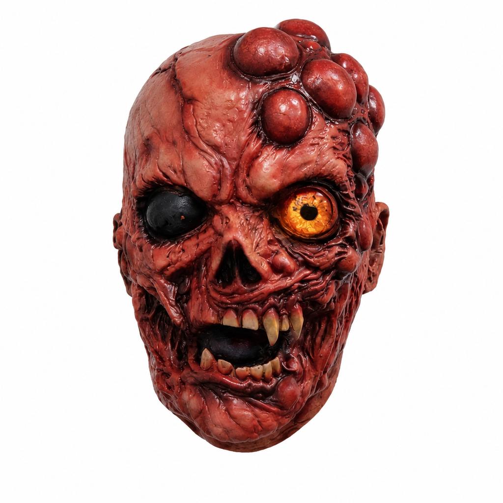 Scary Mutant Zombie Skull Latex Full Face Mask Fangs Monster Details Eco-Friendly Reusable for Halloween Cosplay Haunted House