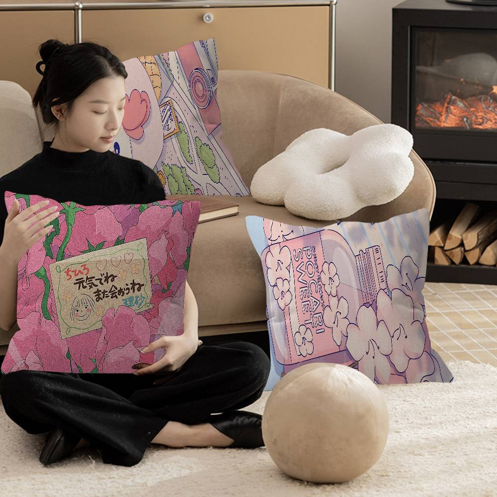 Pink Cartoon Animation Cushion Cover Decorative Pillow Sofa Home Decor Case Pillow Cases