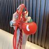 Leather Apple Pendant Keychain with Woven Rope Tassel – Perfect for Car Keys and Christmas Gifts