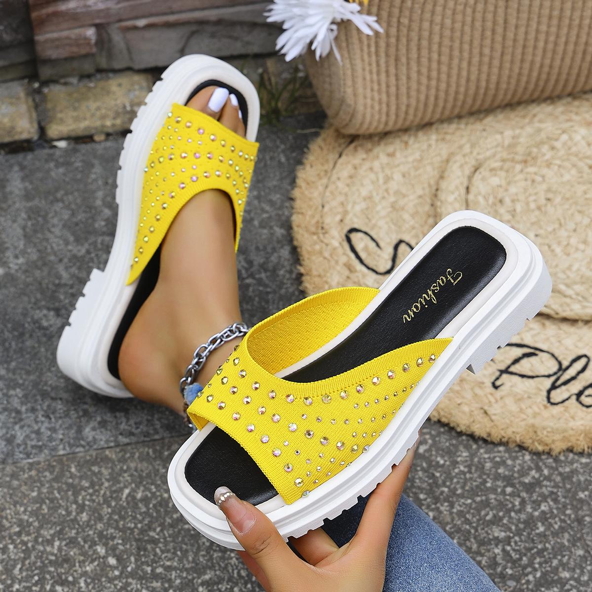 

Fashion Women Sandals Elastic Force Summer Shoes With Low Heels Sandals Summer Women Slippers Lightweight Slip On Heeled Sandals Female 43 жёлтый