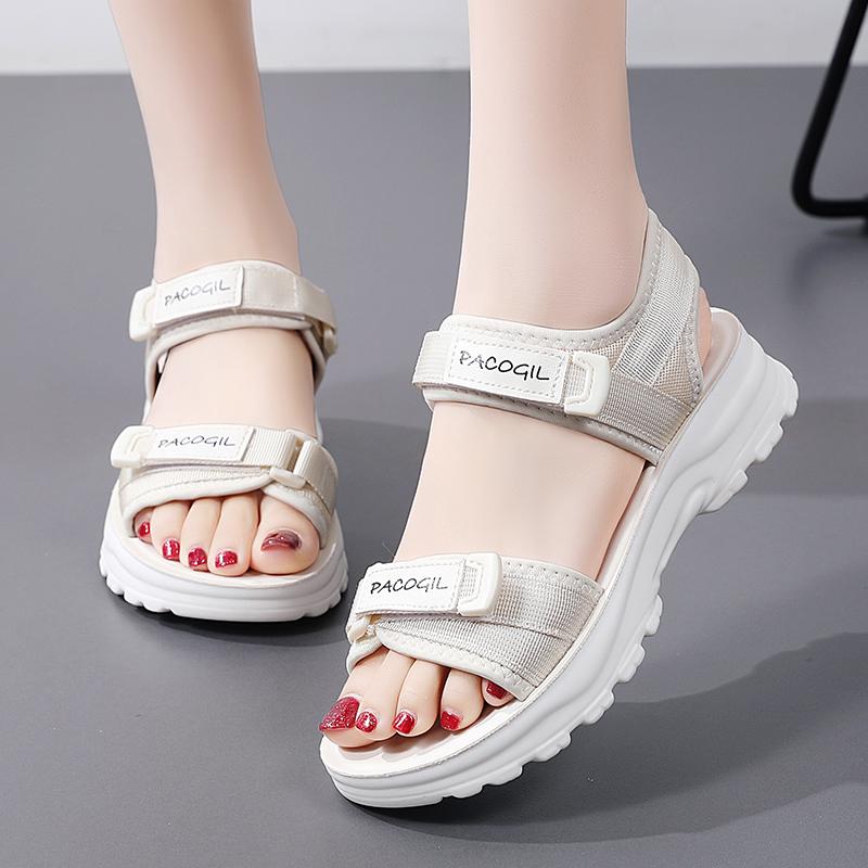 Sommer Damensandalen mit dicker Sohle Damenmode Leichte Klettverschluss Outdoor Freizeitsandalen Strandschuhe Hausschuhe für Mädchen