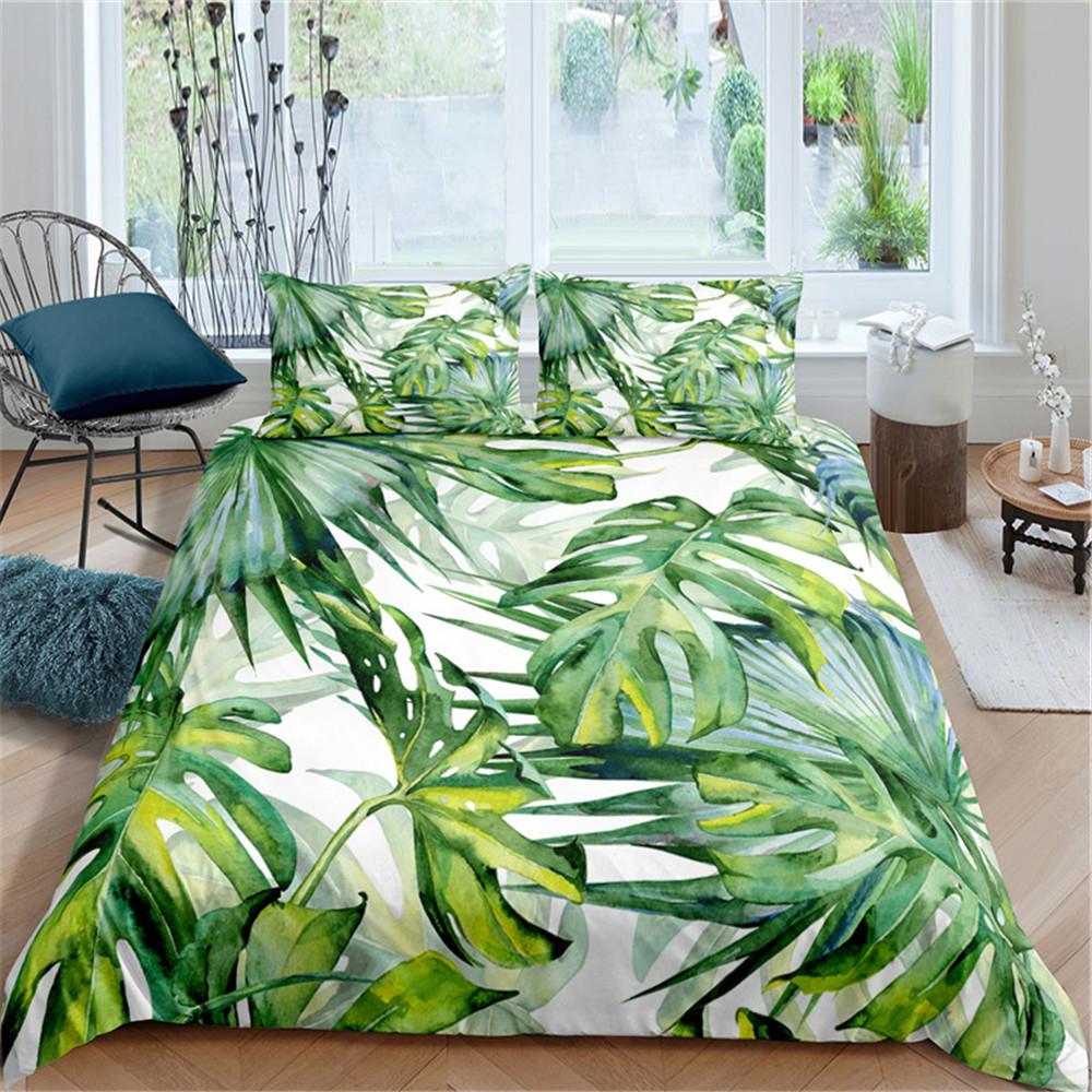 Simple Turtle Leaf 3D Printing Grinding Advanced Sense Three-piece Quilt Cover Dormitory Three-piece Bedding