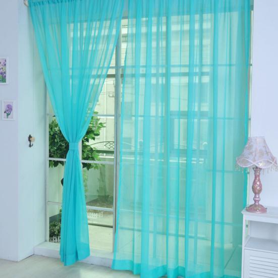 Solid Color Tulle Voile Door Window Curtain Drape Panel Sheer