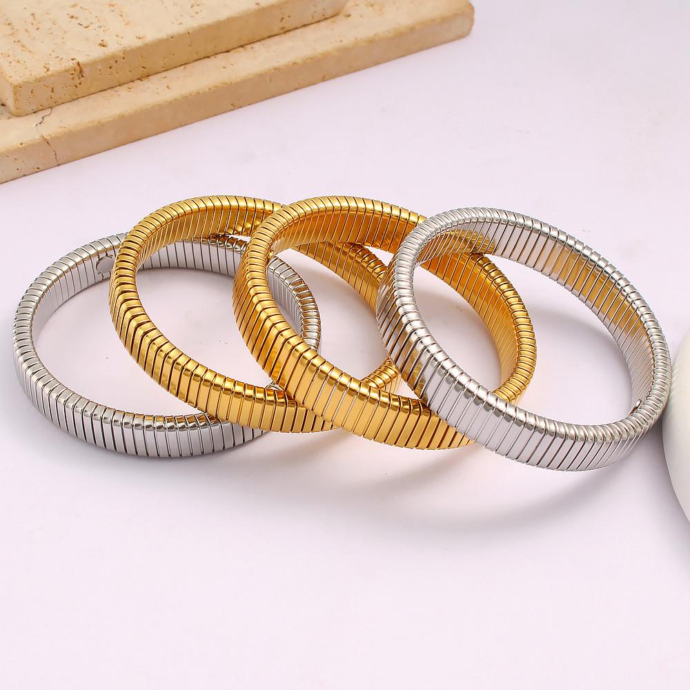 Fashion  Stainless Steel Jewelry Bracelets Texture 18k Gold Plated Stainless Steel Bangle Bracelet Women