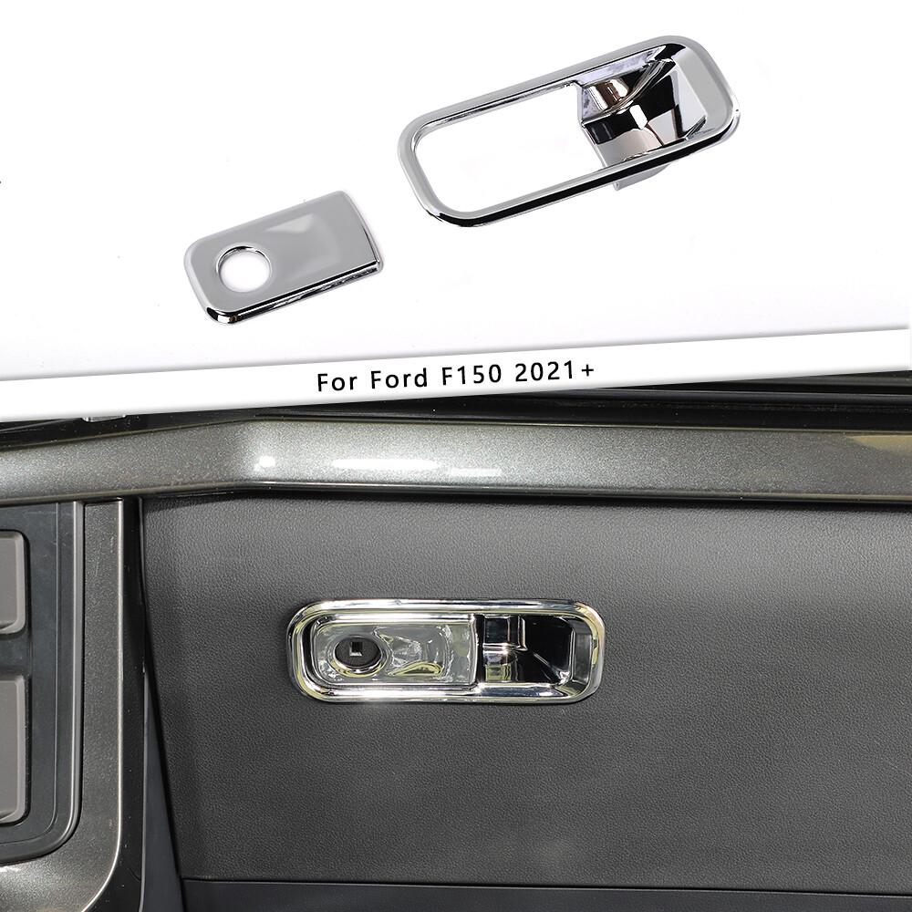 Passenger Side Co-pilot Storage Box Handle Cover Trim For Ford F150 2021+ Chrome