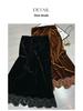 Rongtai Women's Textured Velour Embroidered Lace Hem Bodycon A-line Skirt 2026.
