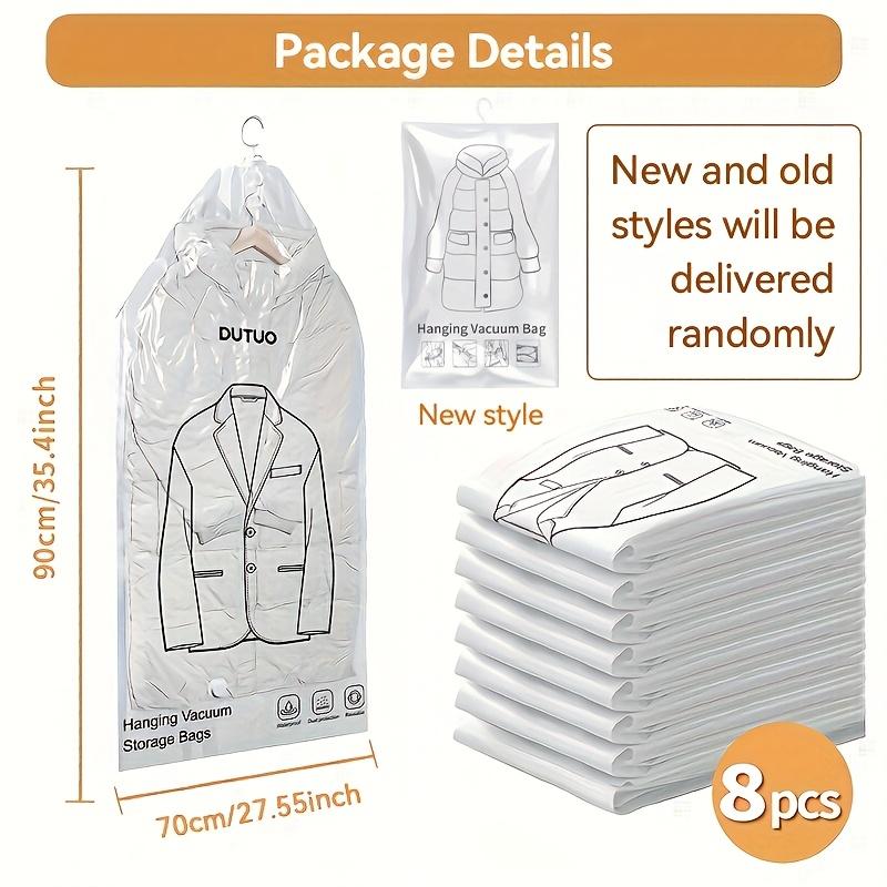 

8pcs Heavy-Duty Vacuum Storage Bags with Zipper Closure Space-Saving Hanging Organizer Bags for Clothes, Suits, Jackets, Travel