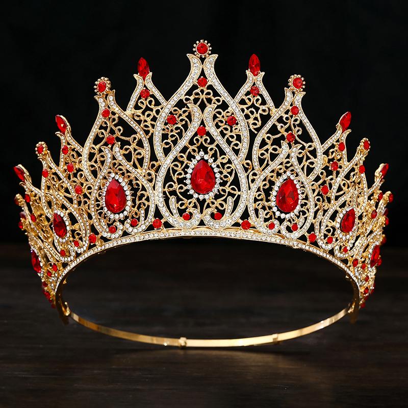 Baroque Vintage Water Drop Bridal Crown Princess Big Tiaras for Party Birthday Wedding Dress Hair Jewelry Pageant Headwear