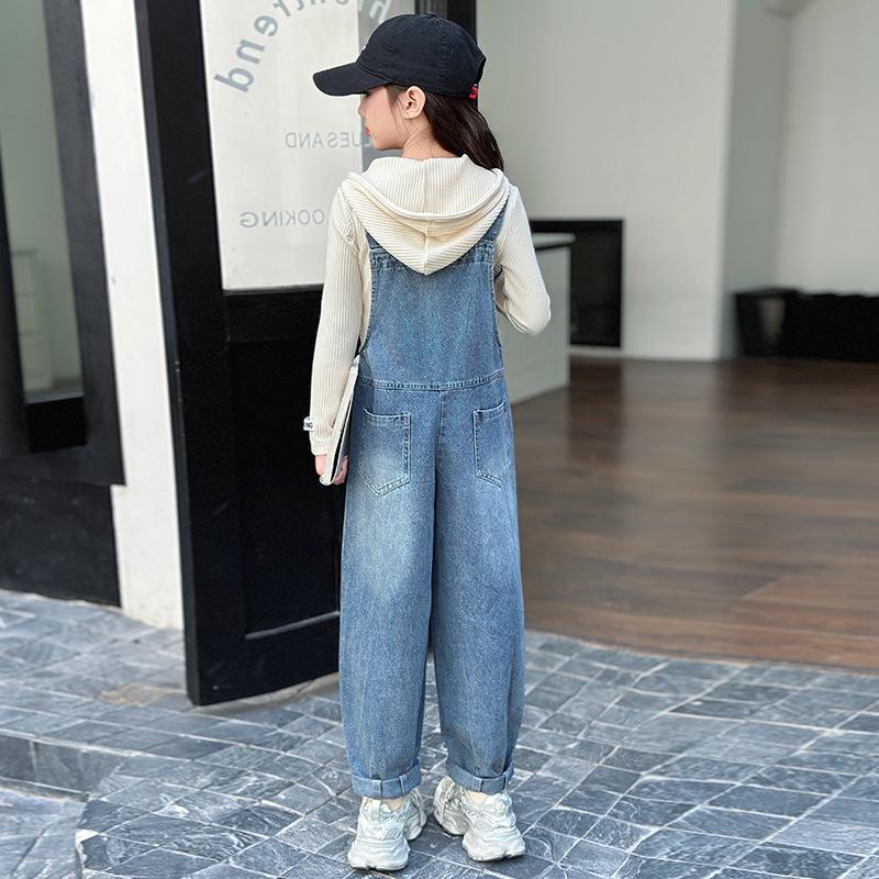 Dětské džínové overaly na jaro a léto pro teenagery Jarní džíny Dívčí overal s kapsami Dětské dívčí kalhoty pro věk 5 7 9 11 13 let