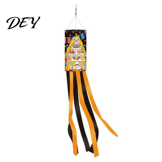 Weather Resistant Garden Streamer Day of The Dead Windsocks, Dia De Los Muertos Hanging Flag, Floral Party Supplies Skull Wind Socks with Flowing