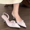 Women High Heels Sandals Bow Pointed Toe Shallow Sexy Heeled Shoes Summer Elegant Pumps Fashion Designer