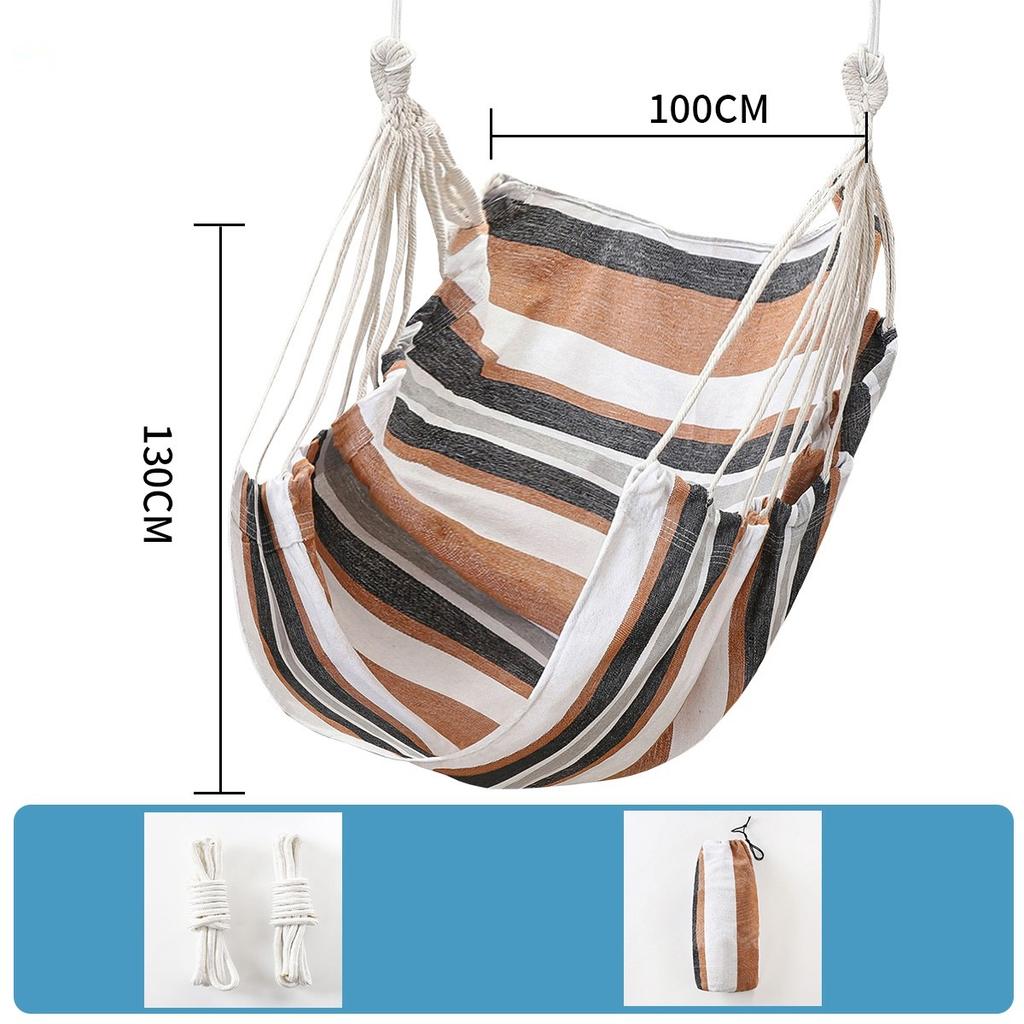 Colorful Stripes Comfortable Canvas Hammock Chair Durable Indoor Outdoor Swing Seat for Garden Patio Camping Home leisure