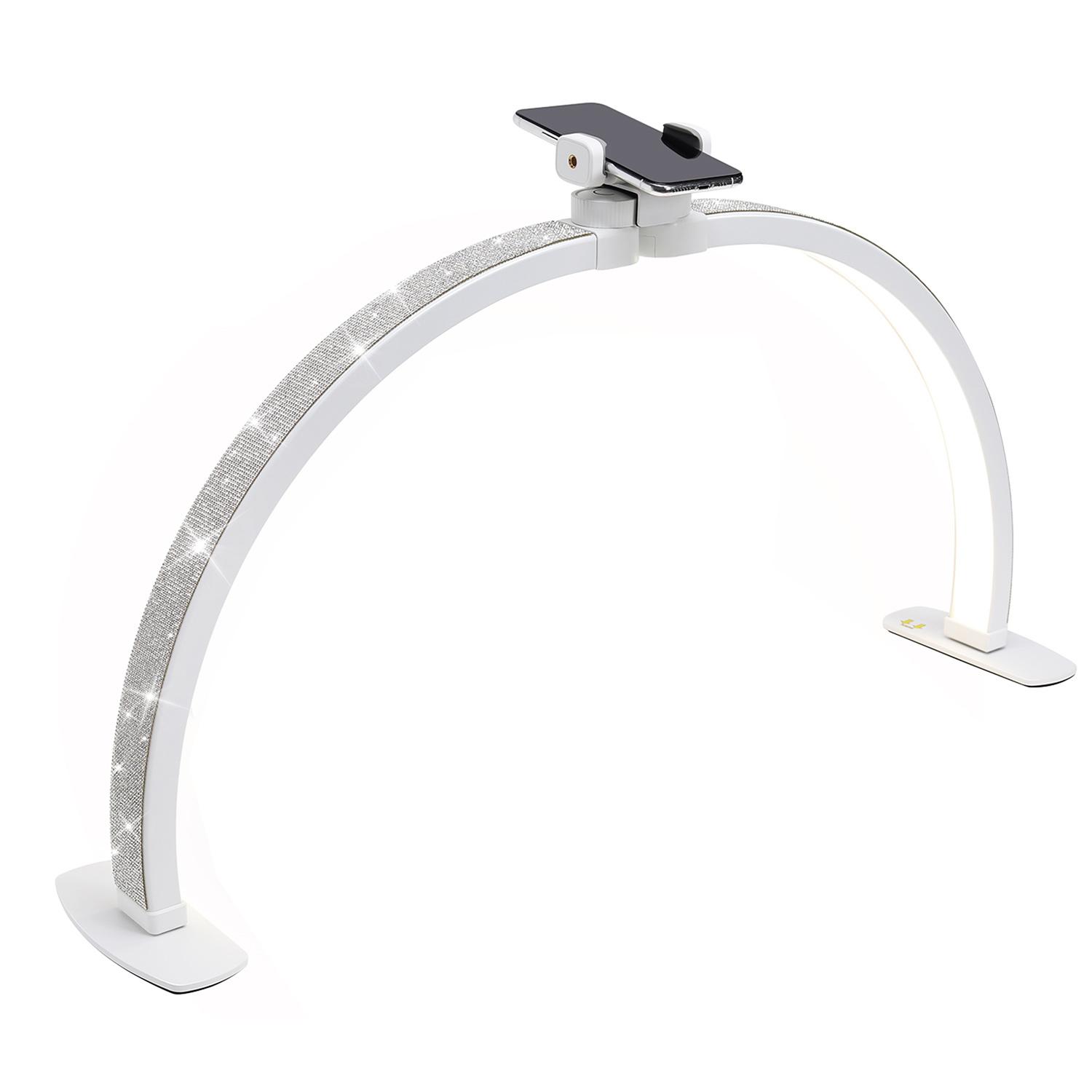 

DianaBeauty Half Moon Light 35W Nail Desk Lamp U Shaped 364 LEDs Fill Light with Phone Holder Foldable Table Lamp for Nail Art US белый