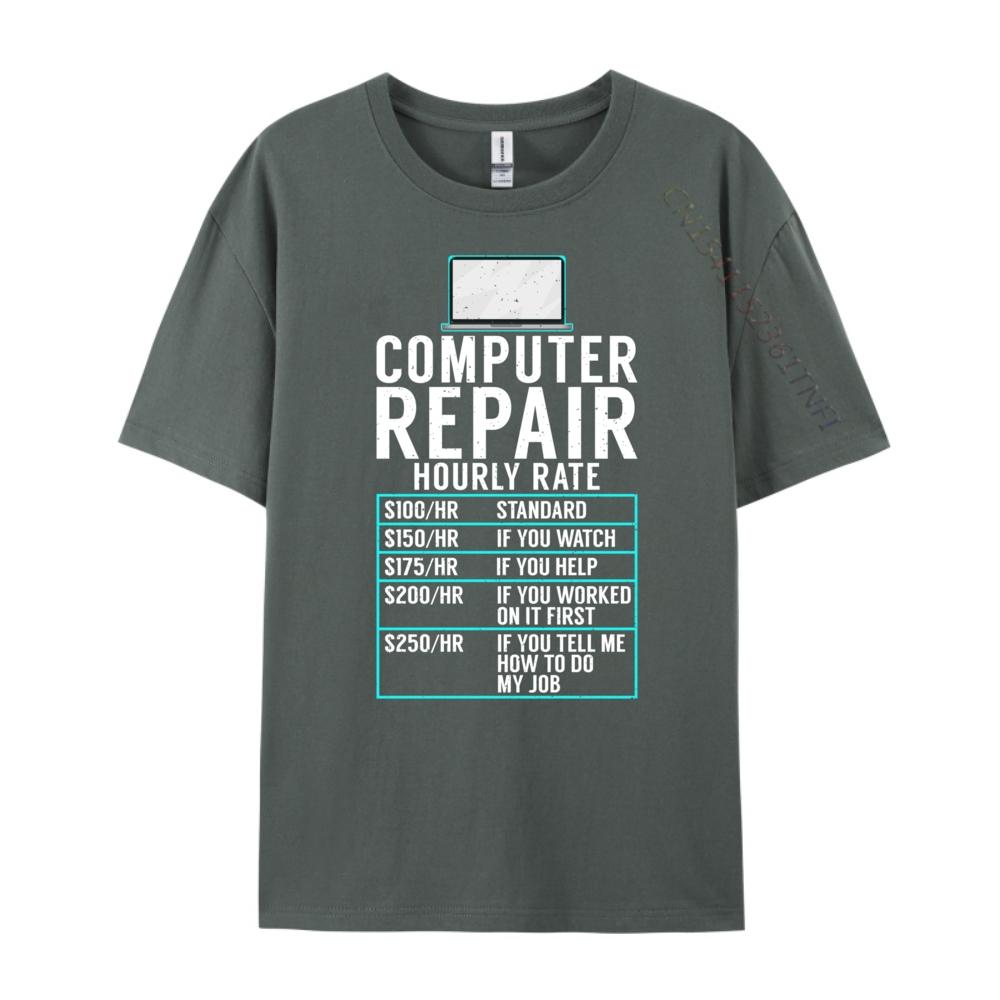 Computer Repair Hourly Rate Computer Technician Funny Shirts Adult T Shirt Mens Gifts Print Camisetas De Hombre