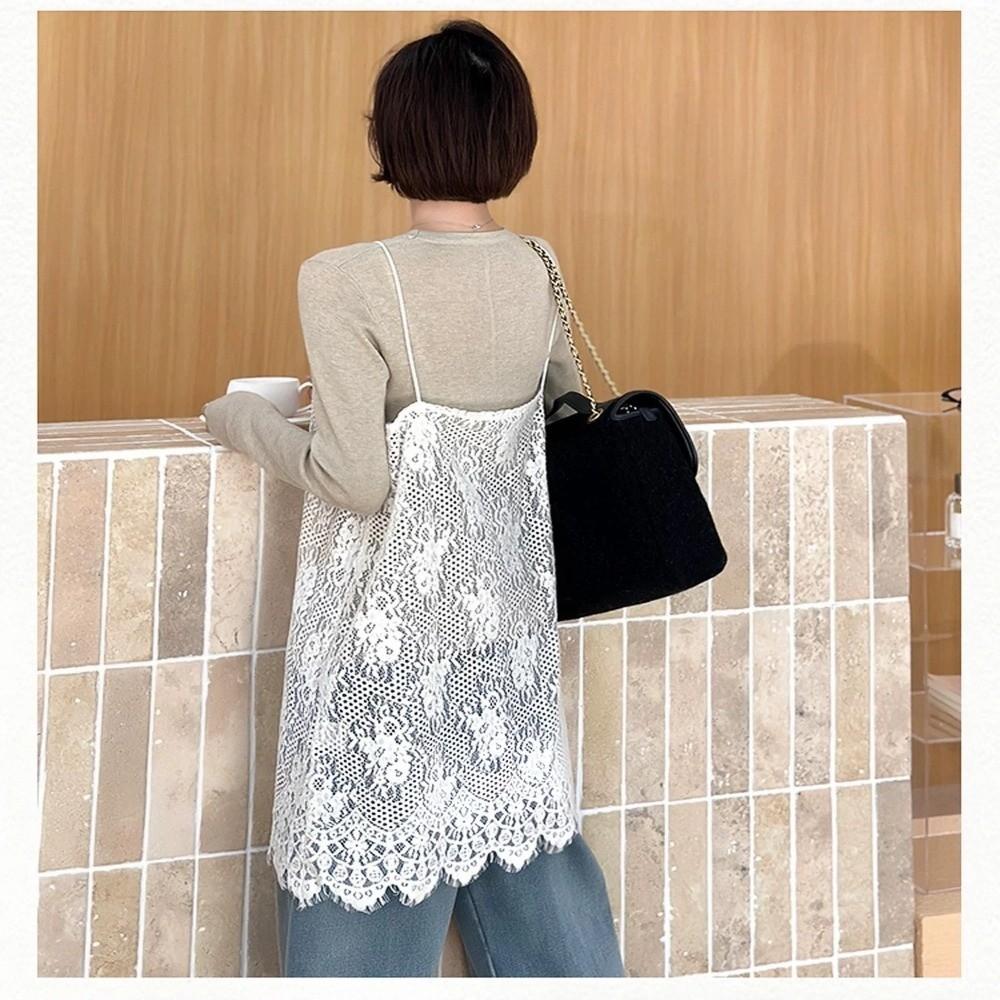 V-neck Lace Underskirt Slips Beach Wear Sling Skirt Petticoat Loose Lace Camisole Skirt Party