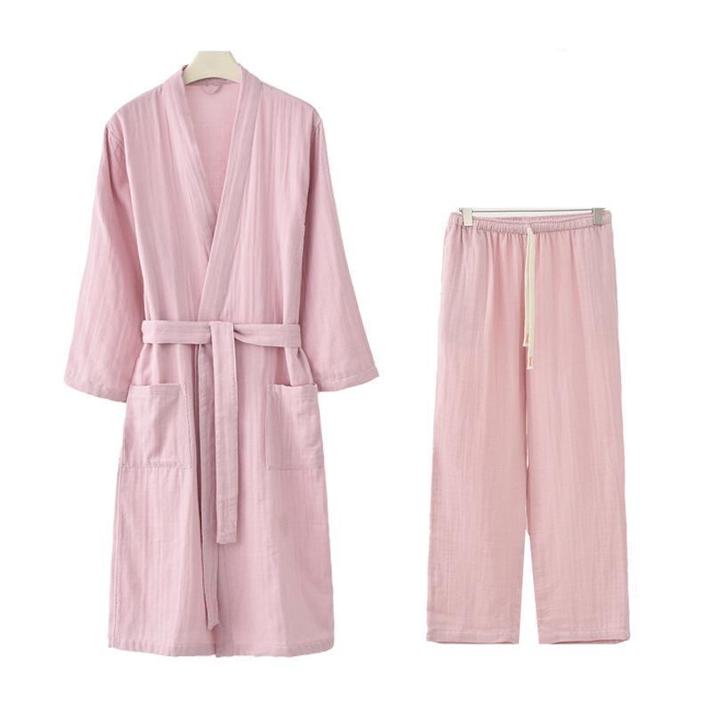 Accappatoio Yukata in Garza di Cotone a 3 Strati, Motivo delle Quattro Stagioni Giapponesi: Indumenti Morbidi e Assorbenti per Casa e Salone