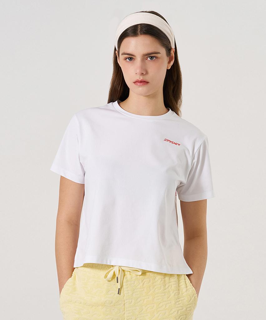 SPYDER Women'S Duotech Graphic Semi-Crop Short Sleeve T-Shirt Splmcnrs356Wwht