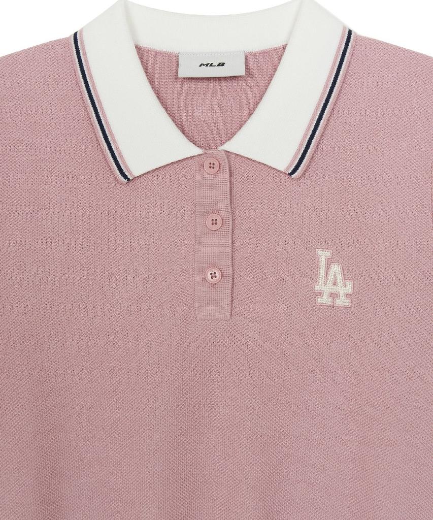 Emelbi Women'S Varsity Color Block Polo Short Sleeve Knit La (L.Pink)