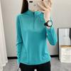 Abbigliamento ad asciugatura rapida con colletto alla coreana per esterni da donna, maglietta a maniche lunghe, leggera e traspirante, abbigliamento ad asciugatura rapida, sport, corsa, estate
