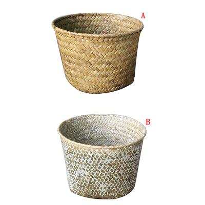 Cesto Portaoggetti in Erba Rattan Scatola Contenitore Organizzatore Portabiancheria Vestiti