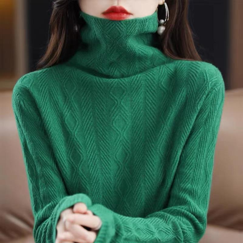 

Уютный свитер с высоким воротом большого размера для женщин - повседневный трикотажный свитер с длинным рукавом, идеальный для осени/зимы XXL