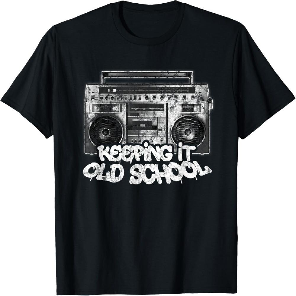 Keeping It Old School - Vintage Boombox Graffiti T-Shirt S чёрный