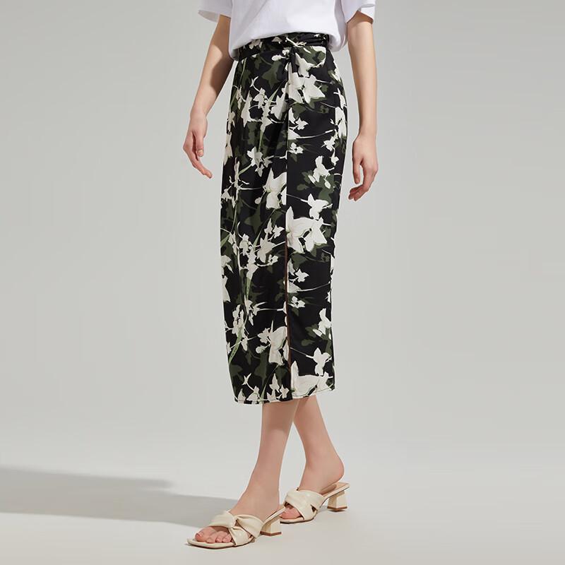 Women's Summer Verdant Floral Midi Skirt