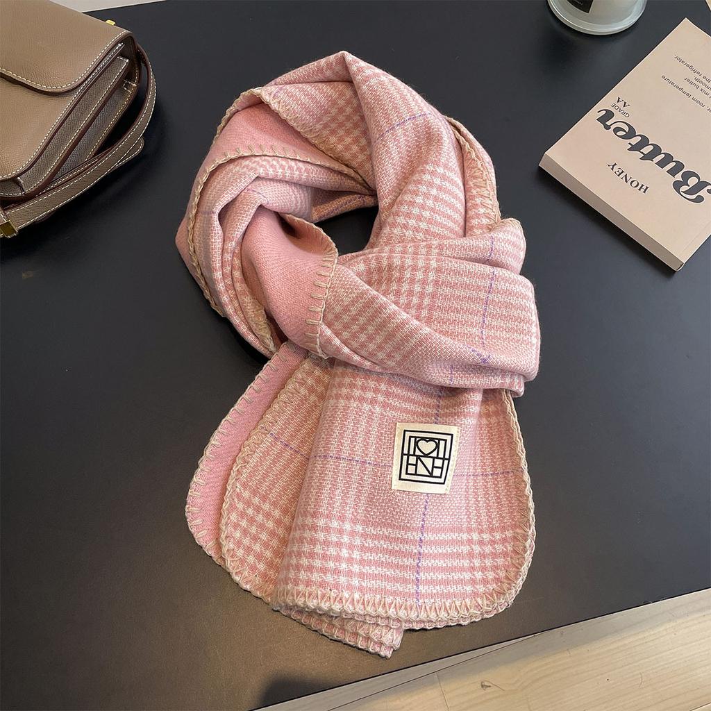 Korean Plaid Scarf Women Winter Classic Warm Imitation Cashmere Scarves Thick Bandana Fashion Luxury Shawl Wrap Bib Neckerchief