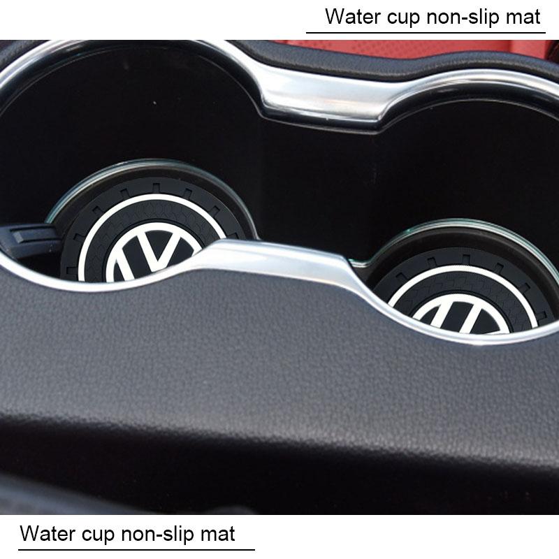 2Pcs Car Anti Slip Coaster Anti-noise Water Cup Pad Cushion Car Accessories For Volkswagen B5 B6 B7 T4 T5 Golf 4 5 6 7 Polo Passat Tiguan Jetta Gol