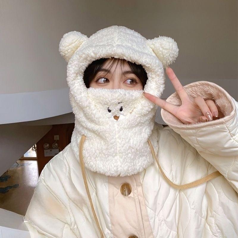 3-9Y tegneserielue for jenter Gutter Skjerf Tykk lue Vinterlue for barn Nyfødte babysaker Barnelue Pluss fleecehetter for barn