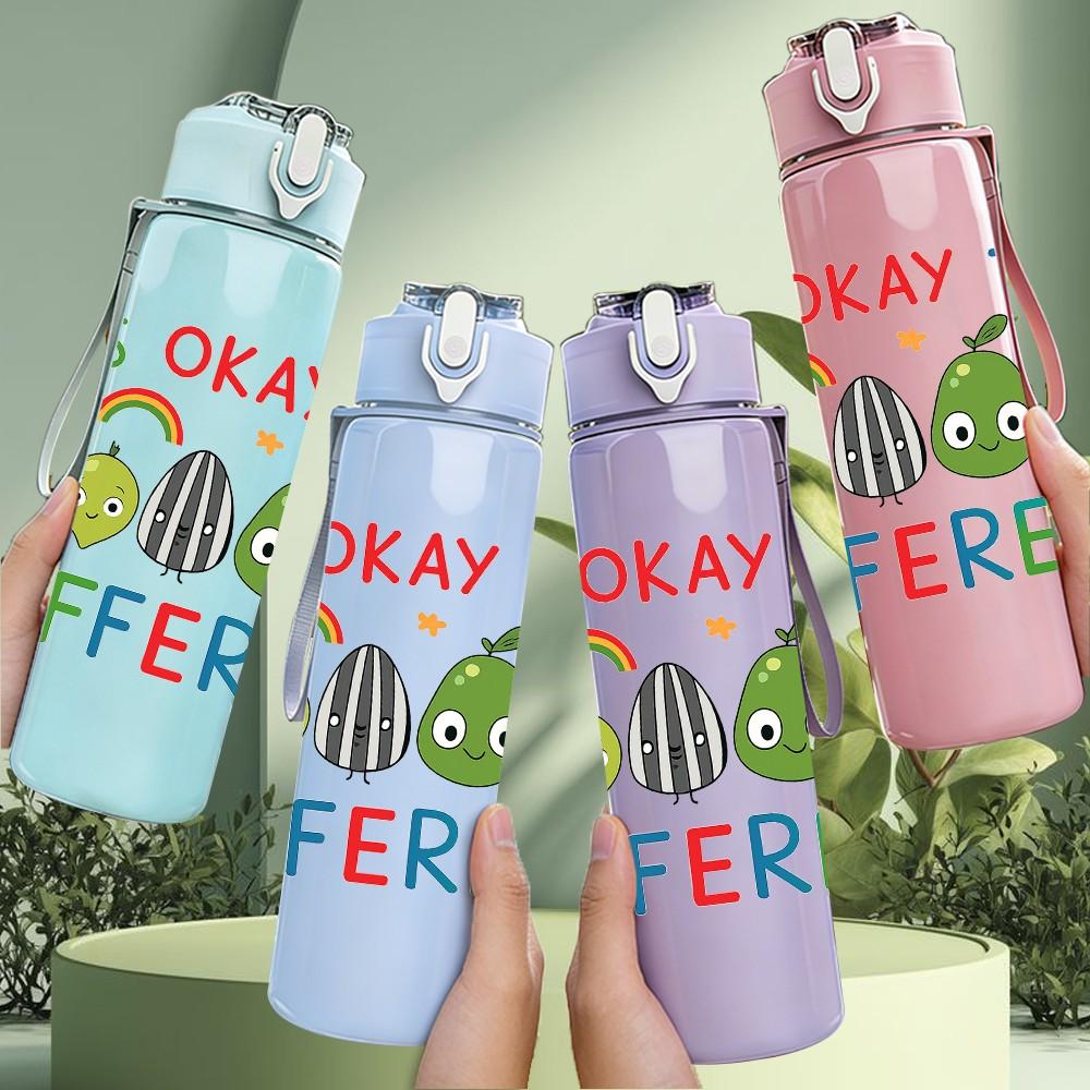 1PC Its Okay To Be Different Dino 750ml Color Plastic Sports Water Bottle Leakproof Flip Straw Lid Suitable for Sports Office Home Use