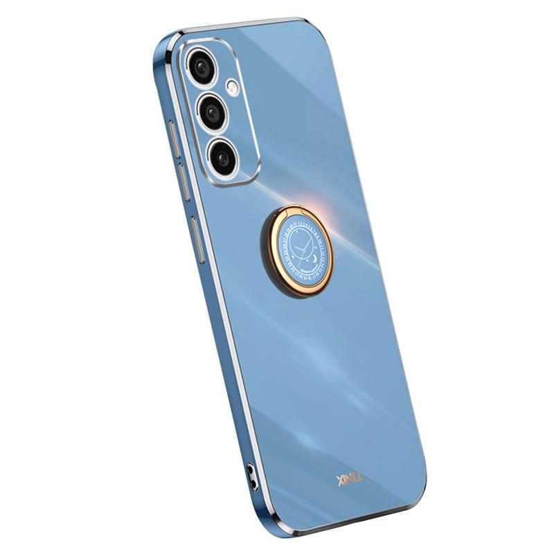 XINLI For Samsung Galaxy A35 5G Phone Case with Kickstand Plating Gold Edge Soft TPU Cover