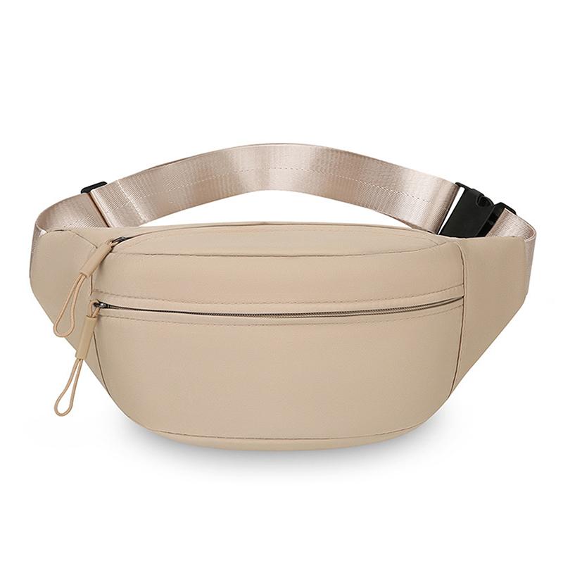 Fashion Solid Color Waist Bag Waterproof Double Layer Chest Bag Double Pocket Shoulder Bag Travel