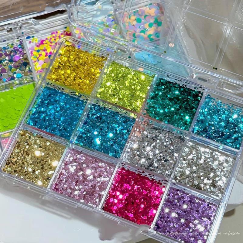 1 Box Mini Ultra Thin Round Glitter Sequin Wave Dot Star Pentagram Shiny Nail Art Accessories Diy Decoration