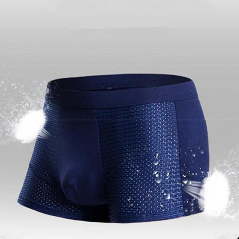Men's Ice Silk Underwear Summer Hollow Mesh Breathable Antibacterial Antibacterial Four Corner Mesh Underpants Short Pants L-8XL