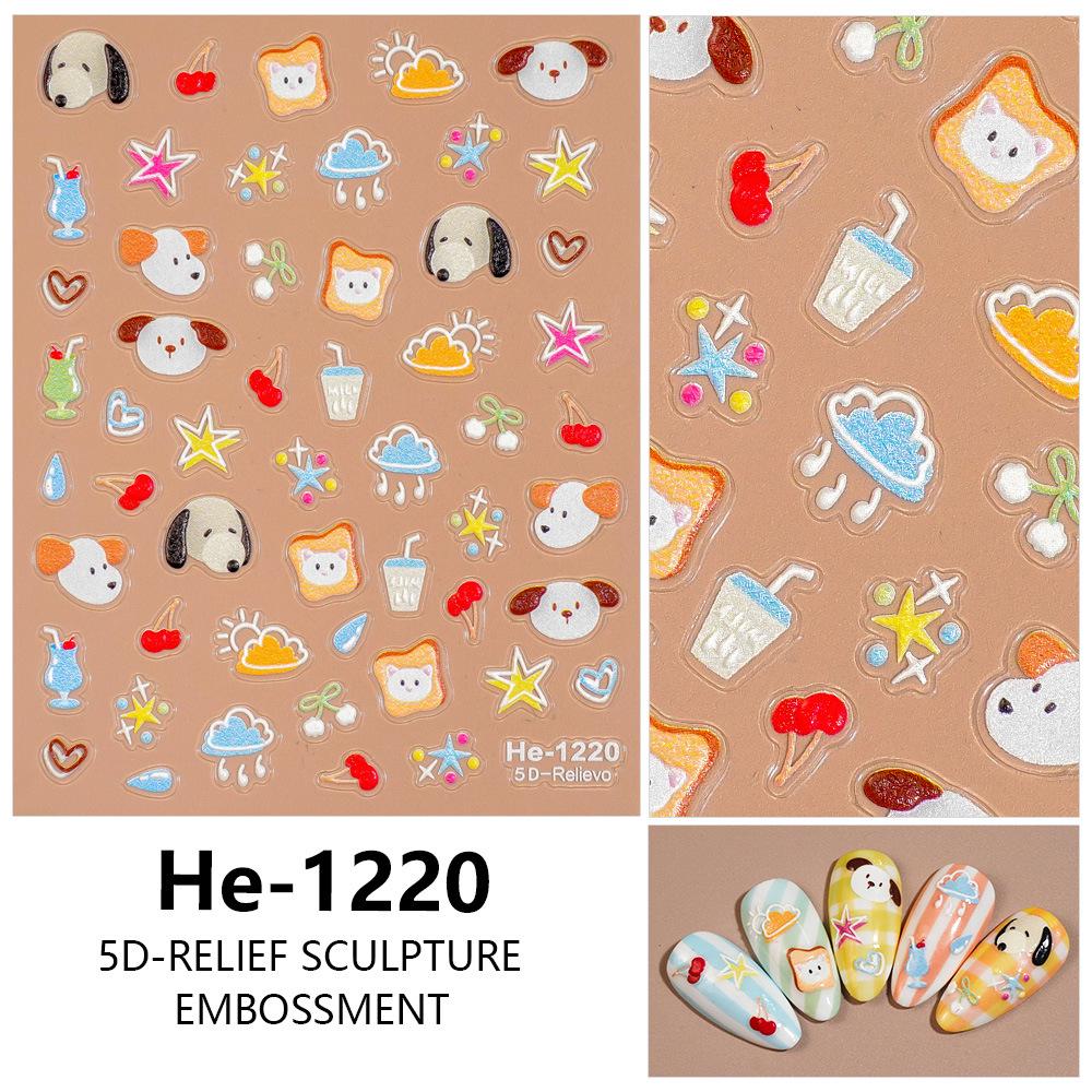 Redanco 3D Embossed Cartoon Puppy Nail Art Stickers He1221