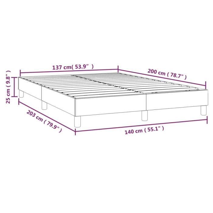 3120617 vidaXL Sommier à ressorts de lit Marron foncé 140x200 cm Tissu