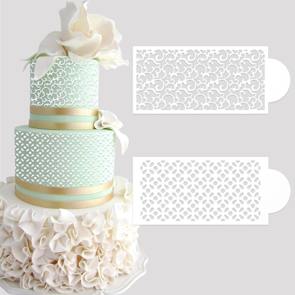 10 Pcs Cake Stencils Cake Templates Set Floral Plant Wedding Icing Stencils Irregular Geometry Lace Cake Molds Cookie Dessert Buttercream Decorating