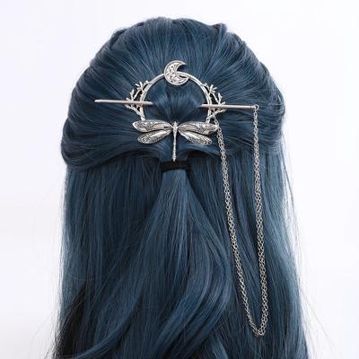 Viking Retro Dragonfly Moon Hairpin Branch Hairpin Women's Fashion Trend Versatile Hair Accessories Scandinavian Norwegian